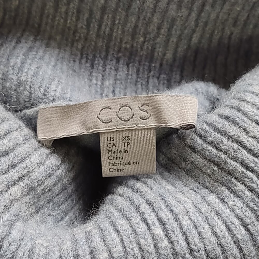 COS 100% Cashmere Womens Pullover Sweater High Neck Steel Blue Size XS Soft  EUC - Picture 7 of 8